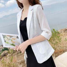 批发亚麻小西装女外套薄款春<b class='q'>夏</b>棉麻西服韩版防晒服休闲英伦风女