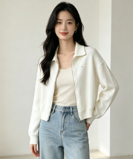 봄 가을 다용도 오픈 가디건 새로운 핫걸 쇼트 스타일 맨위 서비스 지퍼 운동 후아 남편 특출 한 세트 여성 의류