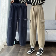 批发加绒/不加绒<b class='q'>裤</b>子女秋冬季爆款<b class='q'>哈伦</b>休闲加绒灯芯绒工装运动女<b class='q'>裤</b>