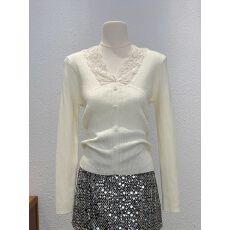 批发纯欲风长袖<b class='q'>针织衫</b>女秋冬时尚气质蕾丝拼接V领修身显瘦打底衫上衣