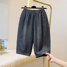 批发牛仔短裤子女春季新款百搭休闲六分宽松大码外穿阔腿中学生七分女