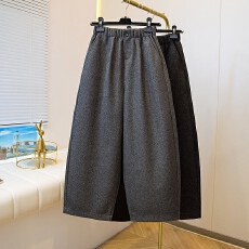 批发罗毛棉呢裤子女秋<b class='q'>冬</b>季阔腿裤韩版哈伦裤气球裤高腰大码宽松萝卜裤