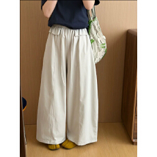 批发腰部木耳边纯色阔腿裤女2026春季大码新款<b class='q'>韩版</b>慵懒超宽松休闲直筒