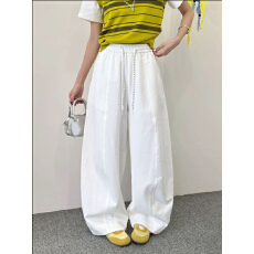 批发<b class='q'>欧洲站</b>休闲裤女2026春季<b class='q'>新款</b>高腰抽绳宽松阔腿裤慵懒风松弛弯刀裤