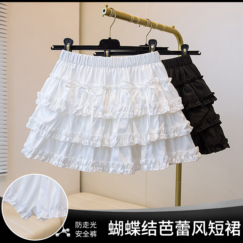 빅 사이즈 지방 mm 여름 새로운 한국 스타일 여성 의류 화이트 케이크 레이스 레이스 달콤한 차가운 소녀 센스 퍼프 짧은 치마바지