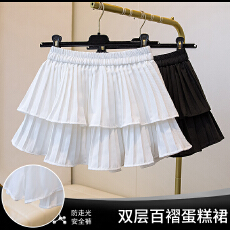 批发大码木耳边蛋糕<b class='q'>半身</b>裙女夏季芭蕾风高腰a字蓬蓬短裙子防走光裙裤