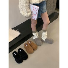 批发简约厚底<b class='q'>百搭</b>包头半拖鞋<b class='q'>女鞋</b>子外穿2025新款秋冬季懒人毛毛鞋单鞋