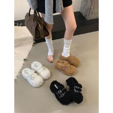 批发简约厚底<b class='q'>百搭</b>包头半拖鞋<b class='q'>女鞋</b>子外穿2025新款秋冬季懒人毛毛鞋单鞋