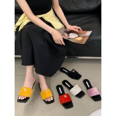 批发韩版外穿方头夹趾一字拖女春夏新款平底罗马凉鞋<b class='q'>休闲</b>百搭沙滩拖鞋