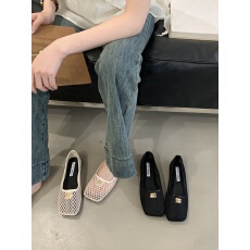 小众双层网纱镂空凉鞋女2026年新款方头蝴蝶结浅口玛丽珍网包拖鞋
