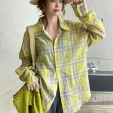 批发韩版夏季格子衬衫薄款原宿风休闲防晒衣女宽松上衣外套女衬衣