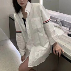 批发<b class='q'>韩版</b>春季设计感飘带休闲宽松大码衬衫原宿风百搭长袖衬衣外套女