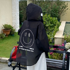 批发实拍韩版夏季笑脸烫钻连帽防晒衣字母印花衬衫宽松长袖薄款外套女