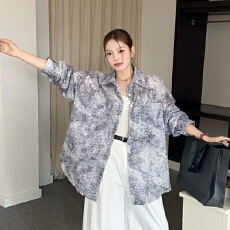 批发实拍韩版夏提花<b class='q'>防晒</b>衣女设计感休闲宽松长袖衬衫原宿风上衣外套女