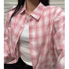 批发韩版夏季经典格子衬衫时尚上衣女<b class='q'>长袖</b>百搭小清新防晒衣女外套衬衣