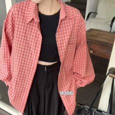 批发<b class='q'>韩版</b>春季新款时尚懒惰风格子衬衫chic宽松长袖大码休闲上衣女外套