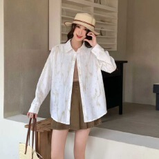 批发<b class='q'>韩版</b>夏季水墨画涂鸦印花衬衫原宿风长袖休闲防晒衬衣女设计感外套