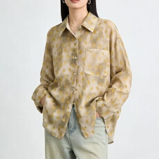 批发韩版夏季棉麻波点晕染衬衫原宿风休闲宽松衬衣宽松防<b class='q'>晒衣</b>女外套<b class='q'>潮</b>