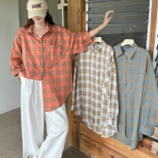 批发韩版夏休闲经典<b class='q'>衬衣</b>大码宽松格子防晒衣外套女原宿风百搭简约<b class='q'>衬衫</b>