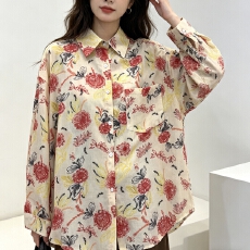 批发韩版夏季花卉简约<b class='q'>衬衫</b>长袖时尚新款原宿风上衣休闲女外套防晒衣潮