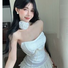 批发实拍实价重工立体压纹珍珠链<b class='q'>塑</b><b class='q'>身</b>抹胸蓬蓬裙套装