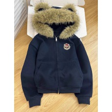批发美式学院风小熊耳朵毛领夹克男女秋季潮牌百搭情侣<b class='q'>棒球</b>服宽松<b class='q'>外套</b>