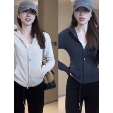 批发超火ins潮加厚双面德绒连帽卫衣外套女秋拉链休闲运动打底衫上衣
