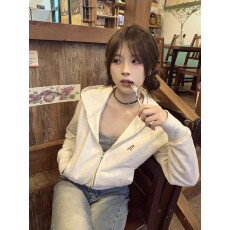 批发灰色<b class='q'>短</b>款连帽卫衣拉链<b class='q'>外套女</b>款春秋款修身小个子开衫薄款上衣穿搭