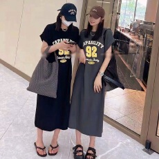 批发官图珠地短袖t恤女夏2026趣味印花潮长款款圆领上衣大码女装200斤