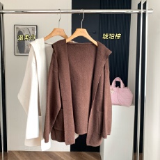 批发NAOAO 琥珀温柔 2025年慵懒感连帽大<b class='q'>开衫</b>中长款<b class='q'>针织</b>外穿毛衣外套