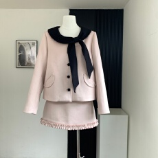 批发thepeachofficial海德堡情书小香学院风羊毛呢大衣半身裙<b class='q'>套装</b>