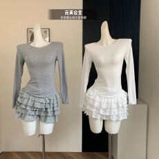 批发白水女 元英公主 <b class='q'>提花</b>蛋糕裙女冬季高弹修身纯欲设计感短款<b class='q'>连衣裙</b>