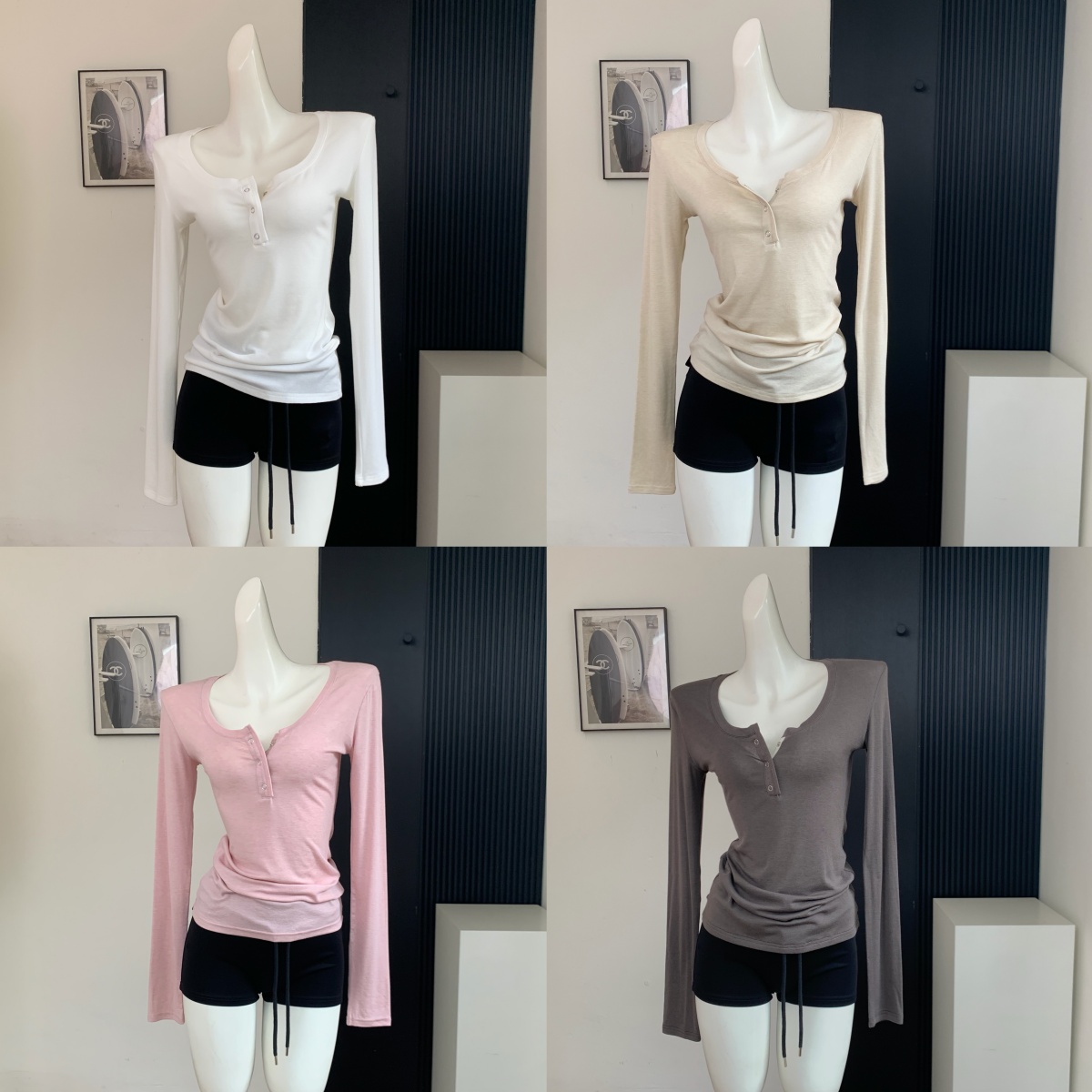 poet wong 아름다움 욕망 피부 타운 가게 핏 스타일 b 입력 가슴 대 허리 좋은 라이 경기 서울 양모 자외선 차단 긴 소매 티셔츠