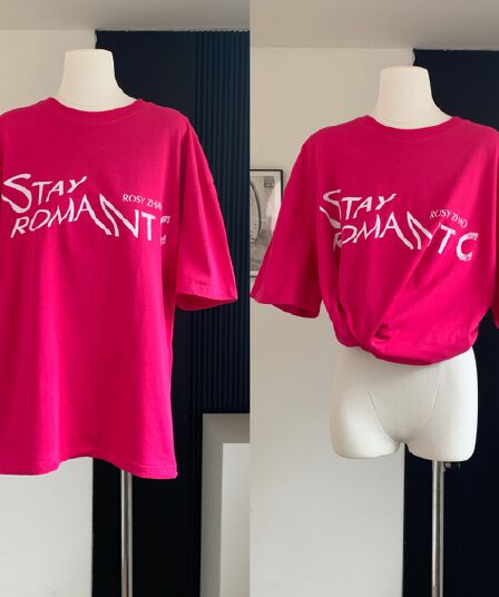 수정 에디션 자오 이슬 생각하기 stayromantic 방콕 콘서트 같은 단락 t 장미 핑크색 프린트 반팔 원조 서비스