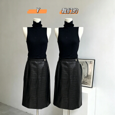 批发【田曦薇同款】THE ARTM 可机洗羊毛黑色高领<b class='q'>针织</b>无袖背心女外穿