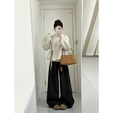 批发秋冬搭配一整套韩系穿搭小香风<b class='q'>蕾丝</b>蝴蝶结毛呢外套休闲裤两件套装