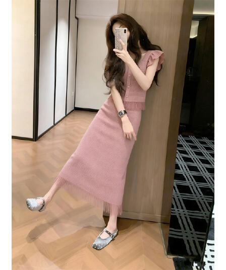 2026 새로운 초여름 아름다운 슈퍼 화재 전체 집합 ootd 착용 가져 가라. 캐주얼 작은 키 민소매 두 조각 세트 드레스 여성