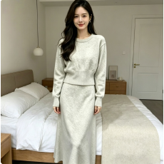 批发设计感法式小香风<b class='q'>两件套装</b>裙2026秋冬季新款针织衫半身裙女