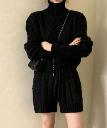 한국 동대문 겨울 새로운 무거운 작업 두꺼운 니트 세트