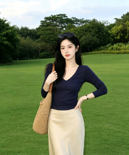 한 부서 캐주얼 출퇴근 바람 착용 가져 가라. 에이즈 환자 여성 세트 가을 새로운 외국 가스 긴팔 셔츠 다용도 반신 스커트 투피스 세트