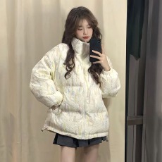 批发美式小香风撞色百搭棉服外套女学生冬季复古潮流宽松加厚防寒棉袄