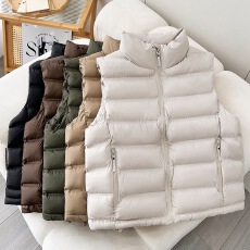 批发<b class='q'>新款</b>秋冬女装立领无袖压胶棉服背心小个子马甲外套潮