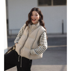 批发韩版米白色马甲棉服外套女冬季2026外穿巨好看马夹<b class='q'>背心</b>叠穿上衣