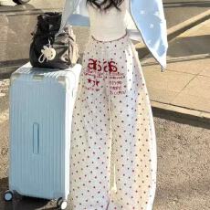 批发*美式星星刺绣字母宽松阔腿女hiphop<b class='q'>休闲裤</b>百搭卫裤