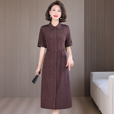 批发实拍真丝<b class='q'>桑蚕丝</b><b class='q'>连衣裙</b>2026夏季新款显瘦休闲宽松开衫裙妈妈衬衫裙