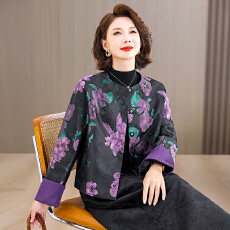 批发实拍新中式织锦提花春季新款高端复古圆领国风短款外套女