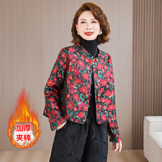 批发实拍新中式复古改良提花对襟外套女2026春季新款短款单排扣上衣