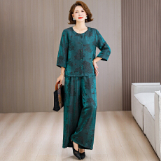 批发<b class='q'>实拍</b>2026春夏新款新中式宽松上衣<b class='q'>裤</b>子浮锦提花女<b class='q'>装</b>套<b class='q'>装</b>两件套