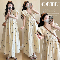 批发新品~2025夏季新款茶歇法式泡泡袖蝴蝶结气质减龄显瘦连衣裙