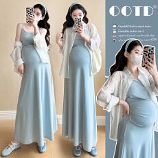 批发实拍~2025秋季新品网红褶皱设计感显瘦气质吊带裙+防晒衫套装